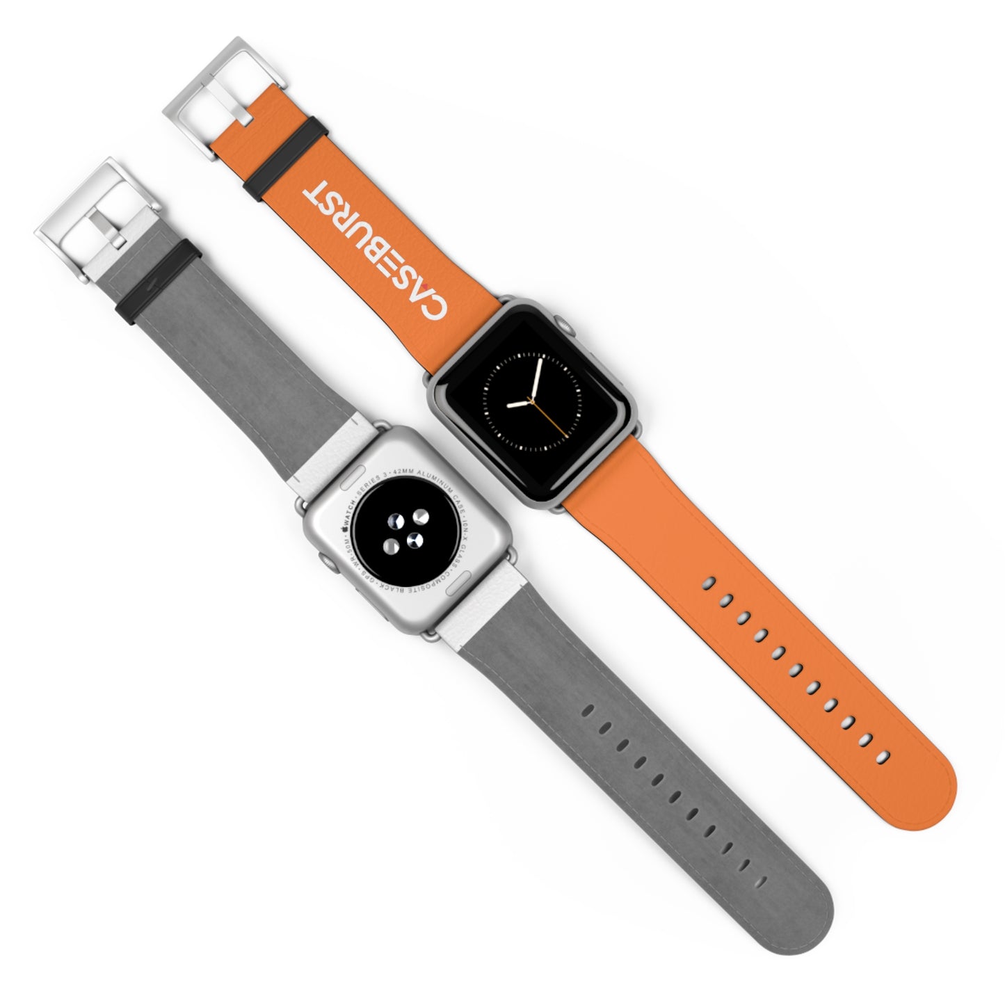 Tangy Orange Faux Leather Watch Band.