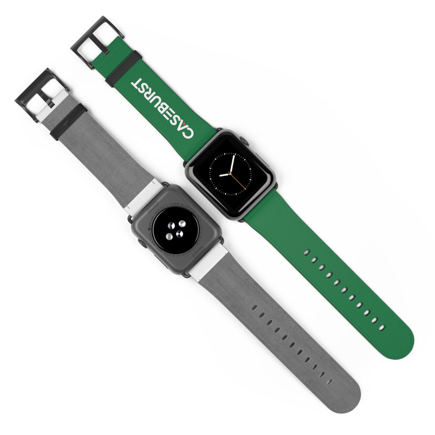 Dark Green Faux Leather Watch Band.