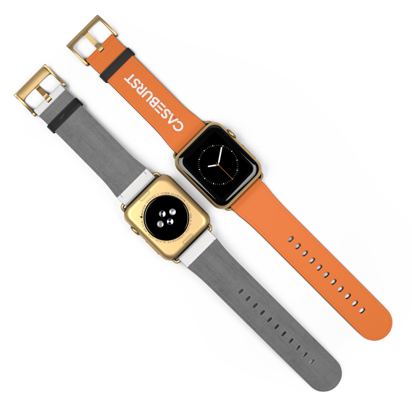 Tangy Orange Faux Leather Watch Band.