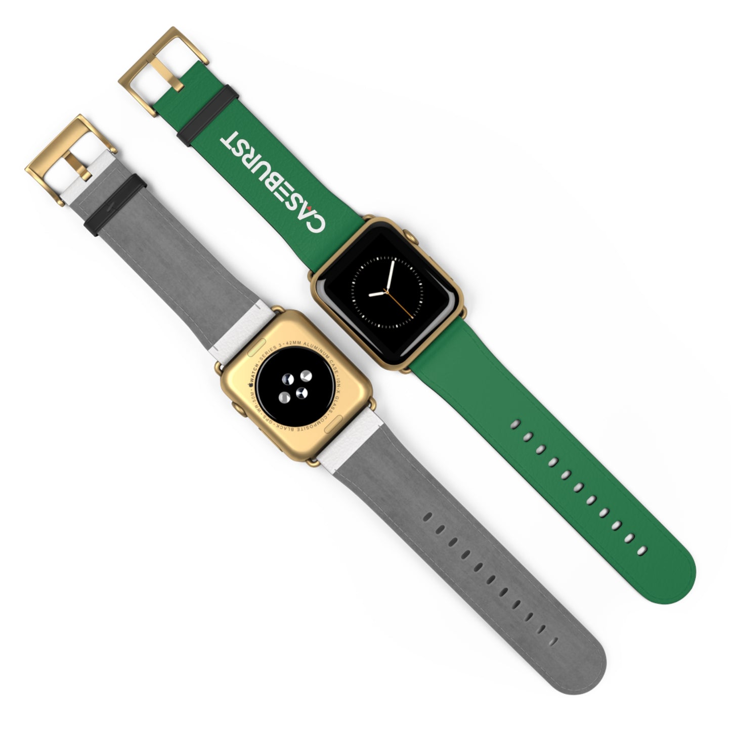 Dark Green Faux Leather Watch Band.