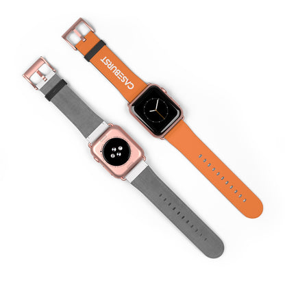 Tangy Orange Faux Leather Watch Band.