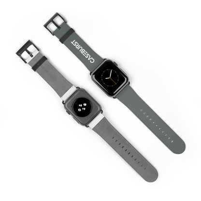 Dark Grey Faux Leather Watch Band.