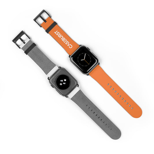 Tangy Orange Faux Leather Watch Band.