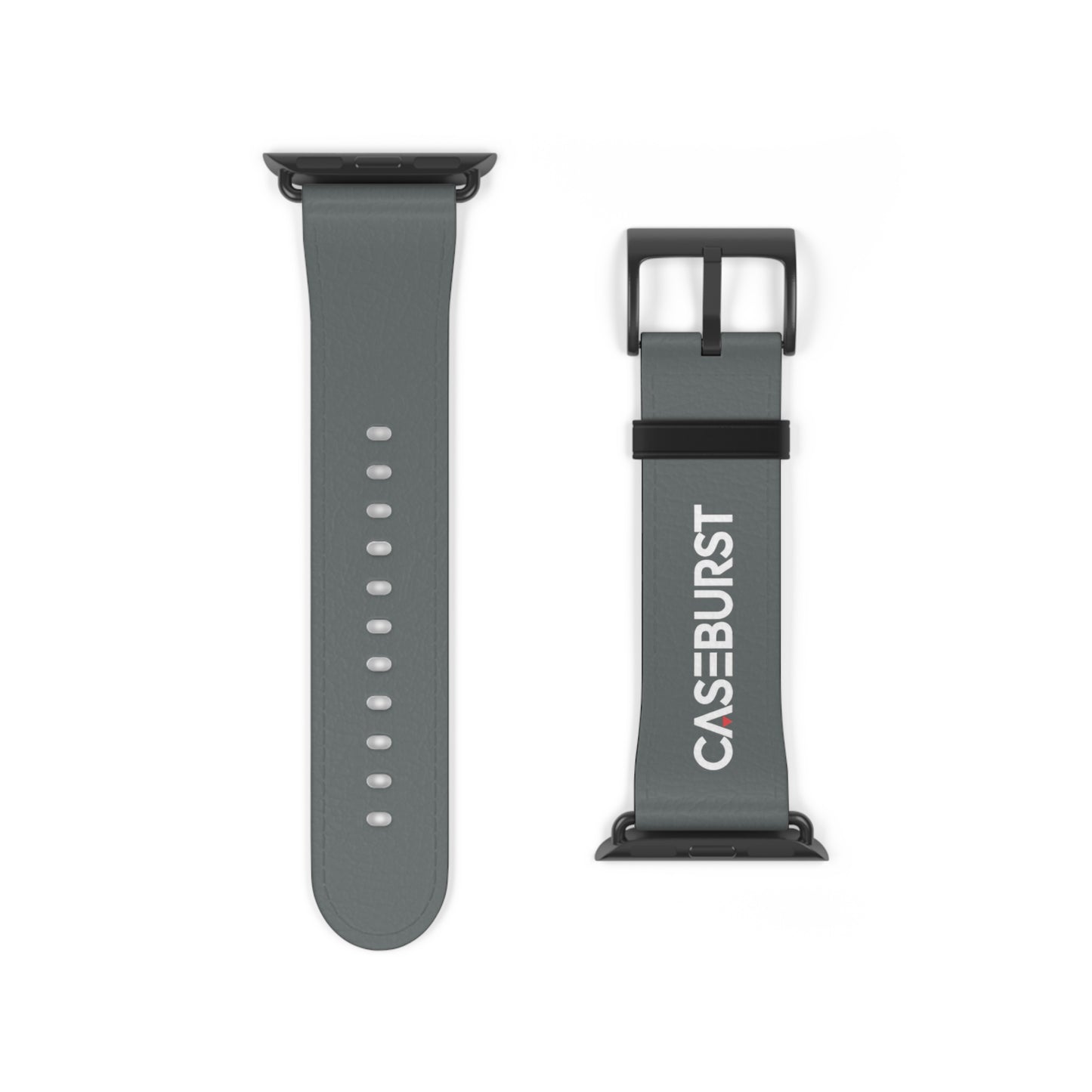 Dark Grey Faux Leather Watch Band.