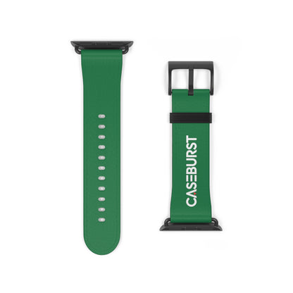 Dark Green Faux Leather Watch Band.